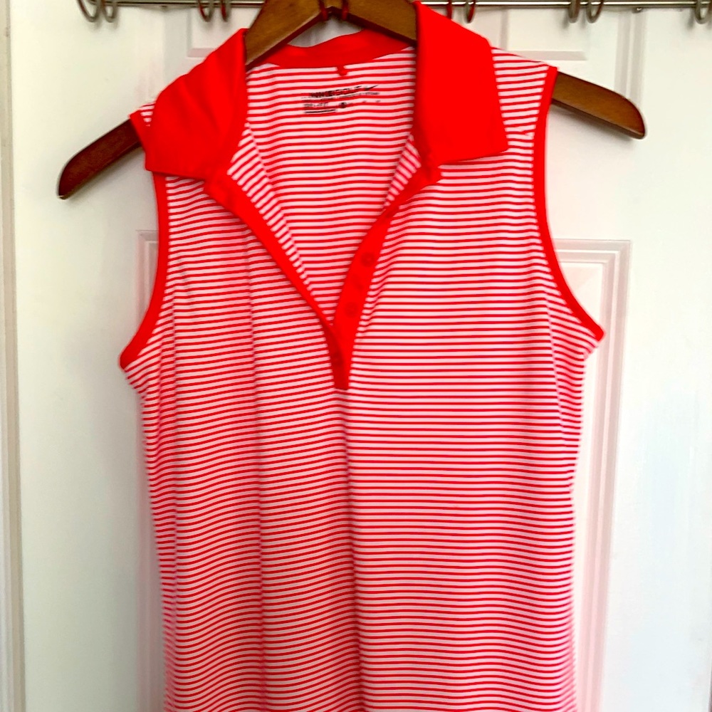 Nike Sleeveless Striped Golf Shirt Size Med